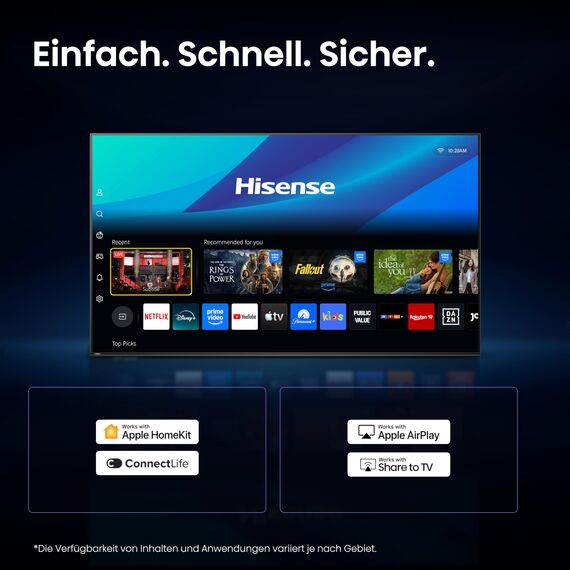 Hisense 32E4DS Fernseher 32 Zoll, 4K FHD QLED, Smart TV, Hi-View AI Engine, 60Hz Game Mode, Natural Colour Enhancer, Dolby Audio, DTS Virtual: X, Rauschunterdrückung, Airplay [2026]
