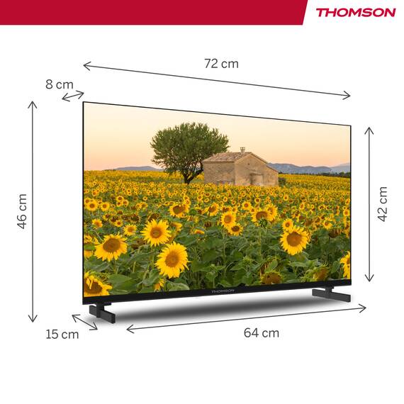 Thomson 32 Zoll (80 cm) LED HD Smart Android TV, Google Assistant, Wi-Fi, Dolby Digital, Bluetooth, Triple-Tuner (Kabel/Satellit/Antenn), HDMI, CI+, A+ Panel- 32HA2S13
