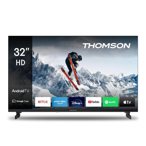 Thomson 32 Zoll (80 cm) LED HD Smart Android TV, Google Assistant, Wi-Fi, Dolby Digital, Bluetooth, Triple-Tuner (Kabel/Satellit/Antenn), HDMI, CI+, A+ Panel- 32HA2S13