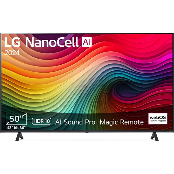 LG 50NANO81T6A TV 50" (127 cm) NanoCell Fernseher (α5 Gen7 4K AI-Prozessor, webOS 24, HDR10, bis zu 60Hz) [Modelljahr 2024]