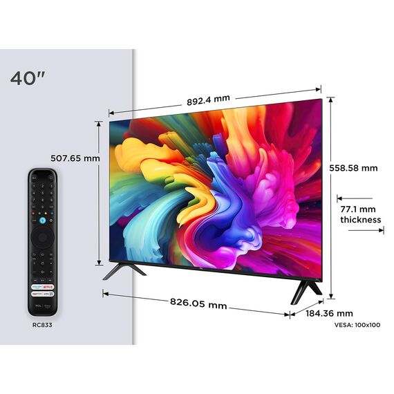 TCL 40SF560 - 40 Zoll, Full HD Smart QLED Direct LED TV mit Fire TV HDR, Metallic Design, rahmenlos
