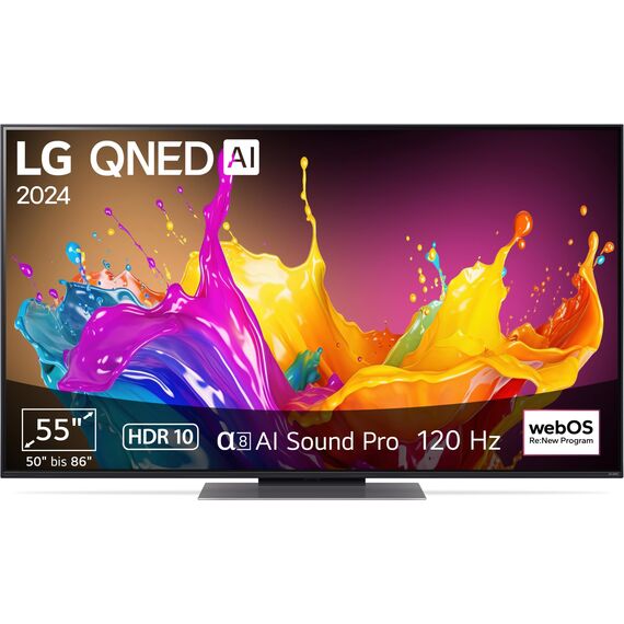 LG 55QNED86T6A TV 55" (139 cm) QNED Fernseher (α8 4K AI-Prozessor, webOS 24, HDR10, bis zu 120Hz) [Modelljahr 2024]