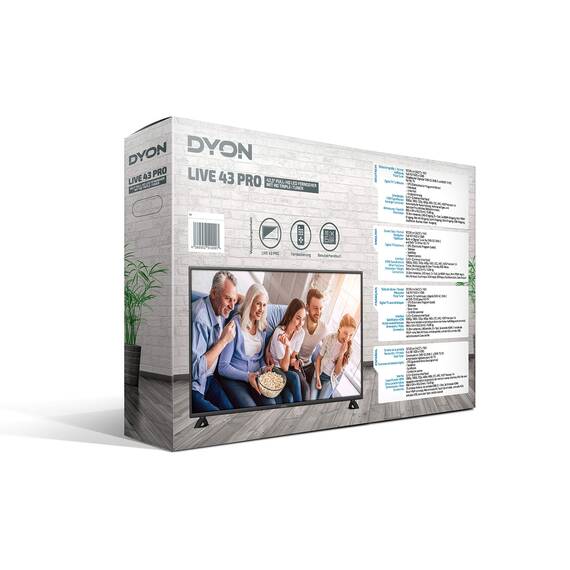DYON Live 43 Pro 108 cm (43 Zoll) Fernseher (2018, Full-HD, Triple Tuner (DVB-C/-S2/-T2), Hotelmodus, USB-Media Player)