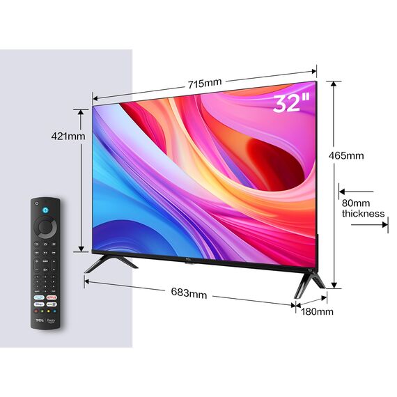 TCL 32SF540-32 Zoll FHD Smart Fernseher - HDR & HLG-Dolby Audio-DTS Virtual X/DTS-HD-Metall Randlos-Dual-Band WiFi 5-mit Fire OS 7 System