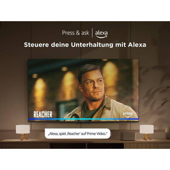 TCL 55T6C 55 Zoll QLED Fernseher, 4K UHD Fire TV, HDR10+, Dolby Vision & Atmos, Smart TV mit Sprachsteuerung mit Alexa, Google Cast & AirPlay 2