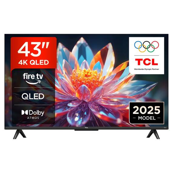 TCL 43T6C 43 Zoll QLED Fernseher, 4K UHD Fire TV, HDR10+, Dolby Vision & Atmos, Smart TV mit Sprachsteuerung mit Alexa, Google Cast & AirPlay 2