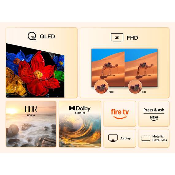 TCL 32SF560 – 32 Zoll, Full HD Smart QLED Direct LED TV mit Fire TV & HDR, Metallic Design, Rahmenlos