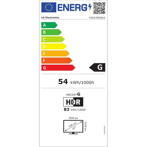 LG 43UR78006LK 109 cm (43 Zoll) UHD Fernseher (Active HDR, 60 Hz, Smart TV) [Modelljahr 2023]
