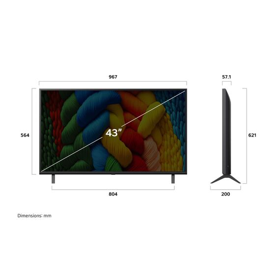 LG 43NANO80A6B TV 43 Zoll (109 cm) 4K NanoCell AI TV (α7 Gen8 4K AI Prozessor, webOS 25, 60Hz) [Modelljahr 2025]