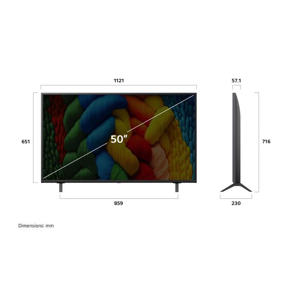 LG 50NANO80A6B TV 50 Zoll (127 cm) 4K NanoCell AI TV (α7 Gen8 4K AI Prozessor, webOS 25, 60Hz) [Modelljahr 2025]