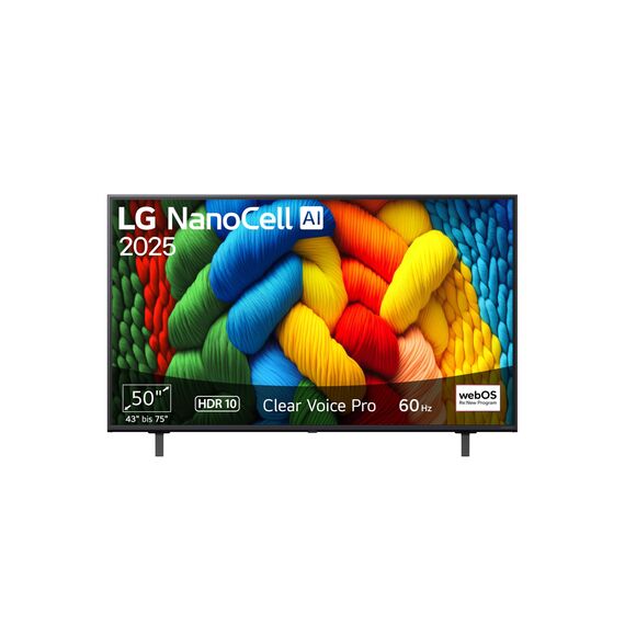 LG 50NANO80A6B TV 50 Zoll (127 cm) 4K NanoCell AI TV (α7 Gen8 4K AI Prozessor, webOS 25, 60Hz) [Modelljahr 2025]