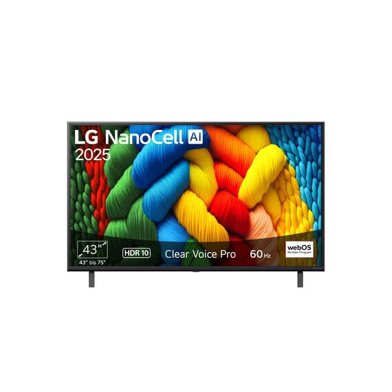 LG 43NANO80A6B TV 43 Zoll (109 cm) 4K NanoCell AI TV (α7 Gen8 4K AI Prozessor, webOS 25, 60Hz) [Modelljahr 2025]