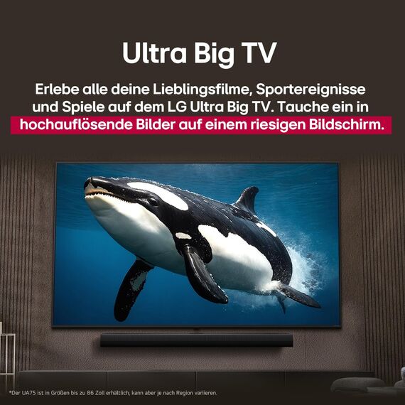 LG 65UA75006LA TV 65 Zoll (165 cm) 4K UHD AI TV (α7 Gen8 4K AI Prozessor, webOS 25, 60Hz) [Modelljahr 2025]