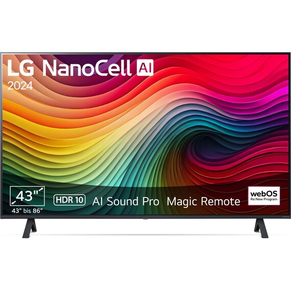 LG 43NANO81T6A TV 43" (109 cm) NanoCell Fernseher (α5 Gen7 4K AI-Prozessor, webOS 24, HDR10, bis zu 60Hz) [Modelljahr 2024]