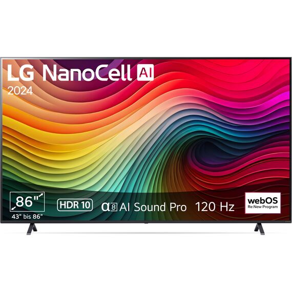 LG 86NANO81T6A TV 86" (218 cm) NanoCell Fernseher (α8 4K AI-Prozessor, HDR10, bis zu 120Hz) [Modelljahr 2024]
