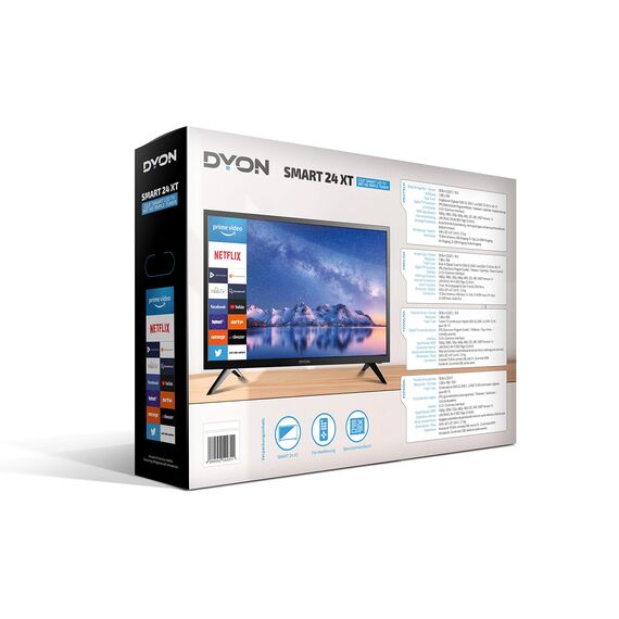 DYON Smart 24 XT - 60 cm (24 Zoll) Fernseher (HD Smart TV, HD Triple Tuner (DVB-C/-S2/-T2), Prime Video, Netflix & HbbTV)