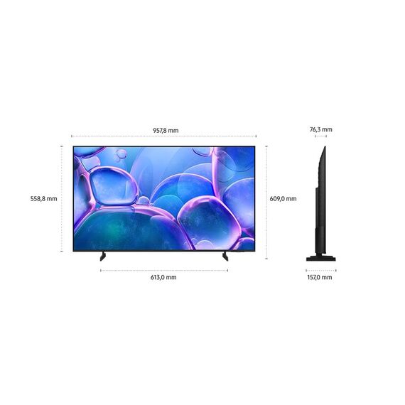 Samsung Crystal UHD 4K U7099F 43 Zoll (108 cm) LED Fernseher, Crystal Prozessor 4K, MetalStream Design, SmartThings, Knox Security, Gaming Hub, AI Upscaling, Kostenlose Inhalte, Smart AI TV