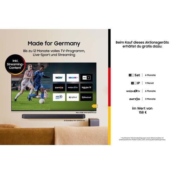 Samsung Crystal UHD U8079F 4K 75 Zoll (189 cm) LED Fernseher, Crystal Prozessor 4K, MetalStream Design, SmartThings, AI Upscaling, Gaming Hub, Knox Security, Kostenlose Inhalte, Smart TV
