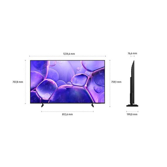 Samsung Crystal UHD U8079F 4K 55 Zoll (138 cm) LED Fernseher, Crystal Prozessor 4K, MetalStream Design, SmartThings, AI Upscaling, Gaming Hub, Knox Security, Kostenlose Inhalte, Smart TV