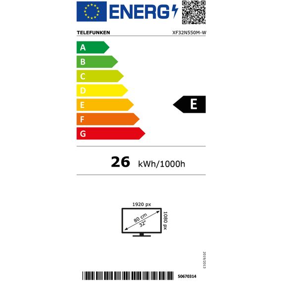 TELEFUNKEN XF32N550M-W Fernseher 32 Zoll Full HD LED TV mit 80 cm Bildschirmdiagonale und integriertem Triple-Tuner, weiß