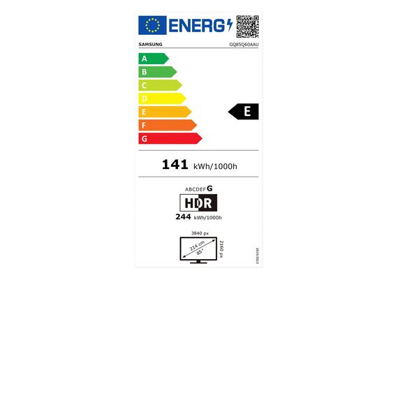 Samsung QLED 4K Q60A TV 85 Zoll (GQ85Q60AAUXZG), Quantum HDR, Quantum Prozessor Lite 4K, 100% Farbvolumen [2021]