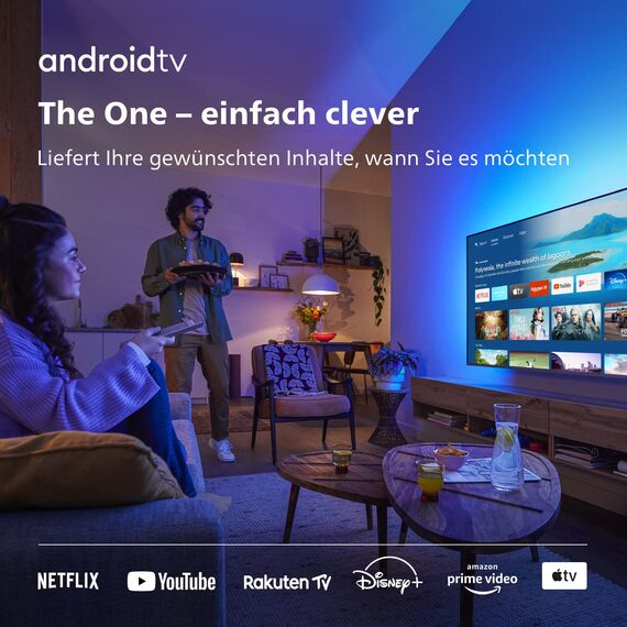 Philips 65PUS8807/12 164 cm (65 Zoll) Fernseher (4K UHD, HDR10+, 120 Hz, Dolby Vision & Atmos, 3-seitiges Ambilight, Smart TV mit Google Assistant, Works with Alexa, Triple Tuner, hellsilber) [2022]