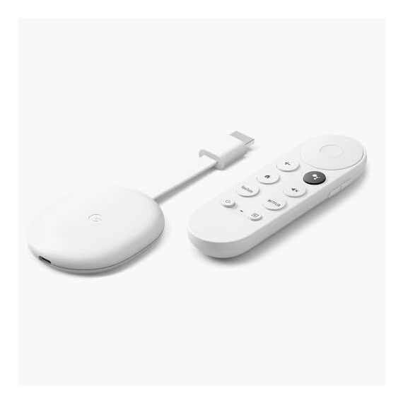 Google,Chromecast mit, TV (4K) Schnee - Bringt Unterhaltung per Sprachsuche auf deinen TV. Streame Filme, Serien oder Netflix in bis zu 4K HDR-Qualität. Einfach eingerichtet