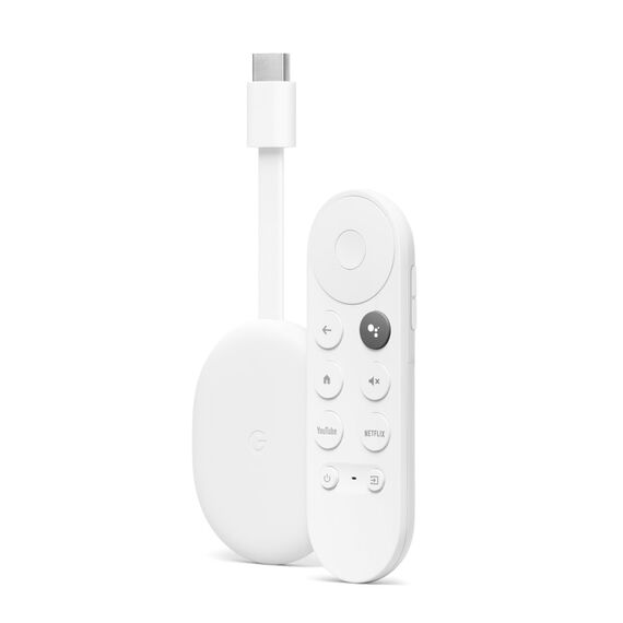 Google,Chromecast mit, TV (4K) Schnee - Bringt Unterhaltung per Sprachsuche auf deinen TV. Streame Filme, Serien oder Netflix in bis zu 4K HDR-Qualität. Einfach eingerichtet