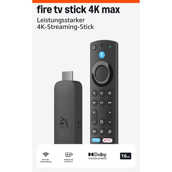 Amazon Fire TV Stick 4K Max, unterstützt Streaming über Wi-Fi 6E, Ambient-TV