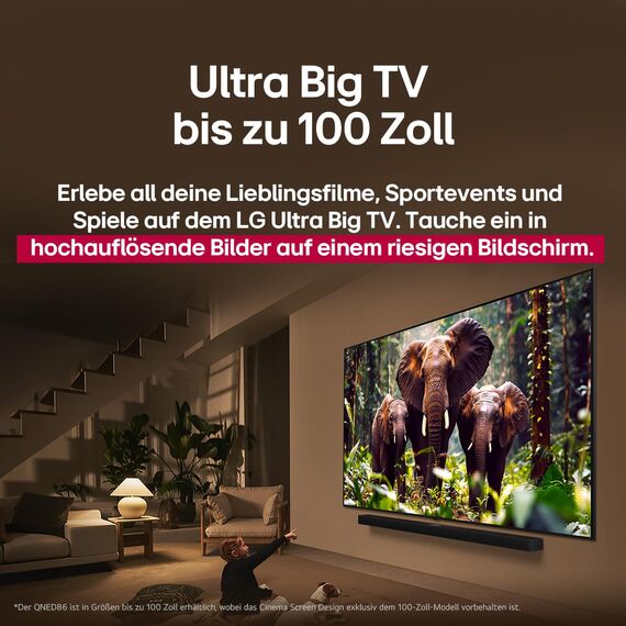 LG 75QNED86A6A TV 75 Zoll (190 cm) 4K QNED evo AI TV (α8 Gen2 4K AI Prozessor, webOS 25, 120Hz (VRR bis zu 144Hz)) [Modelljahr 2025]