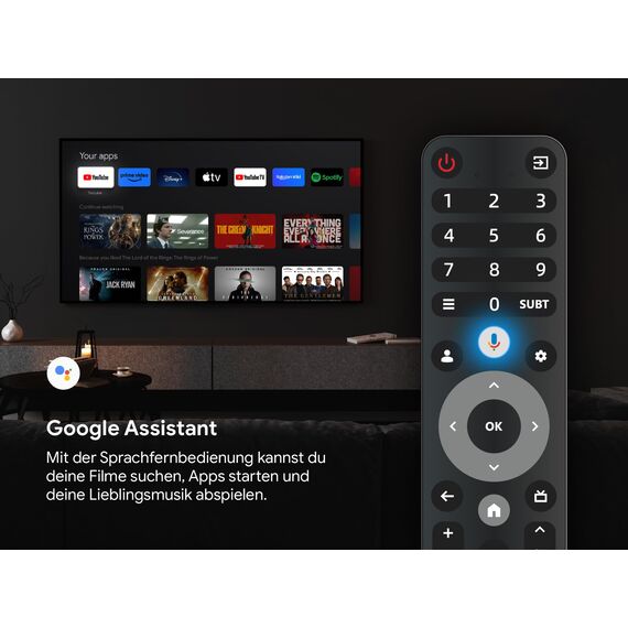 DYON iGoo-TV 55U-2 – 55 Zoll (139 cm) 4K Ultra-HD Smart TV mit Google TV, HDR10, Triple Tuner (DVB-S2/C/T2), WLAN, Bluetooth, Google Assistant, Netflix, Prime Video, [Modell 2025]