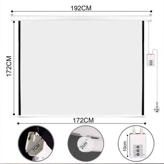 CCLIFE TÜV Motor Beamer Leinwand Elektrisch mit Fernbedienung Montagematerial 85/95 Zoll Projektionsleinwand