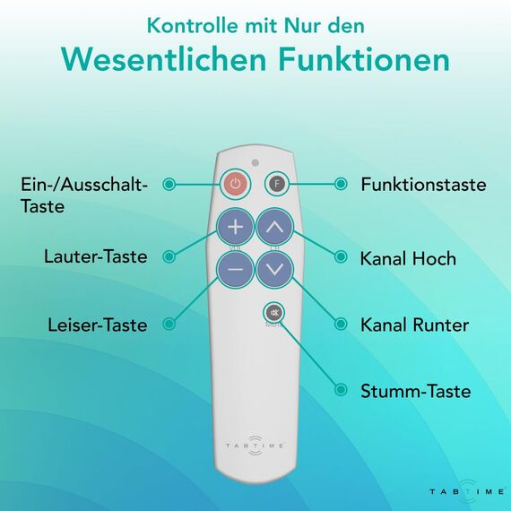 TabTime Senioren Fernbedienung TV mit großen Tasten – Einfach zu bedienen & einzurichten – Universelle und einfache TV Fernbedienung – geeignet als Geschenk für Menschen mit Demenz​