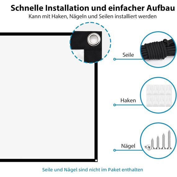 Beamer Leinwand 100 Zoll Faltbare, Tragbare Leinwand Beamer Aultra Thin und hohe Auflösung für Heimkino Indoor Outdoor School Party