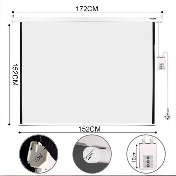 CCLIFE TÜV Motor Beamer Leinwand Elektrisch mit Fernbedienung Montagematerial 85/95 Zoll Projektionsleinwand