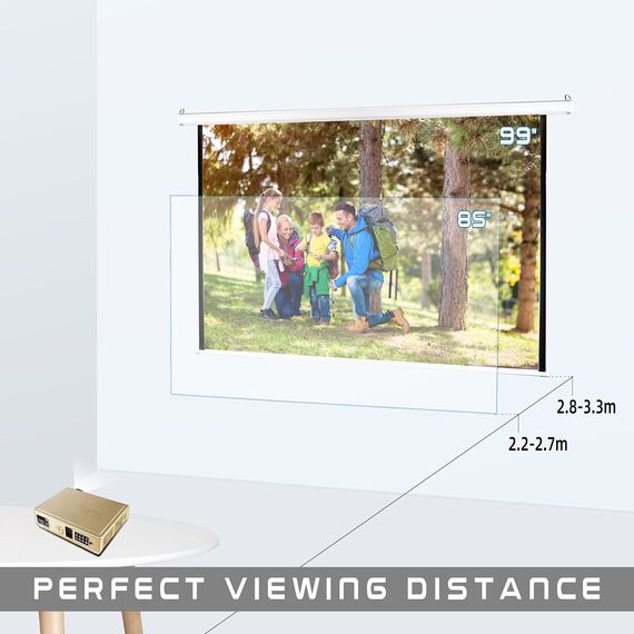 CCLIFE Beamer Leinwand Inklusiv Montagematerial 85/99 / 114 Zoll Projektionsleinwand Rolloleinwand heimkino Mobile