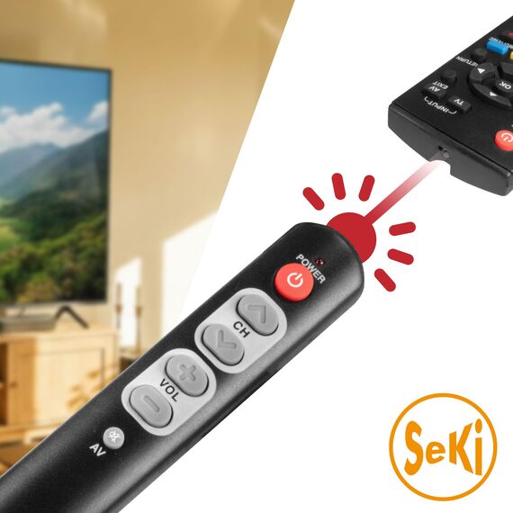 SeKi Slim schwarz lernfähige Universal-Fernbedienung mit großen Tasten - für Senioren + Kinder