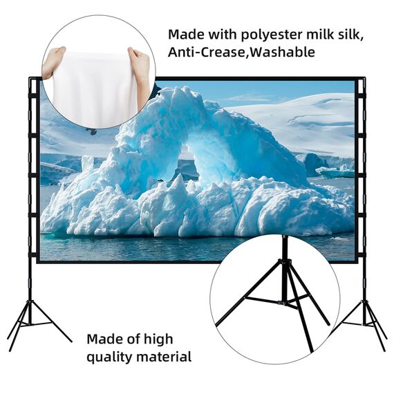 TOWOND Beamer Leinwand mit Stativ, Mobile Leinwand für Beamer 100 Zoll, Filmleinwand Indoor Projektor Tragbare Outdoor Kino, 16:9 HD Rear Front Projektion mit Tragetasche für Home Garten Party Nächte