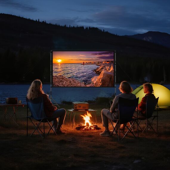 TOWOND Projektorleinwand mit Ständer, 84 Zoll Projektorleinwand für Außen, Tragbare Innenprojektionsleinwand 16:9 4K Hinterhofleinwand mit Tragetasche für
