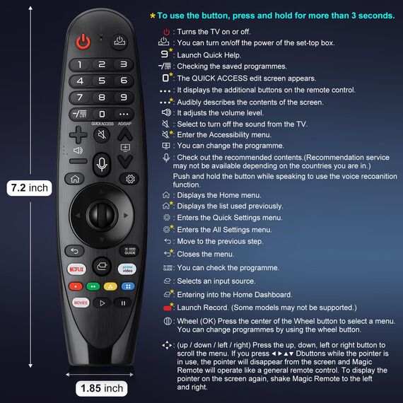 Magic-Fernbedienung-für-LG-Fernseher, Universal-Fernbedienung-für-LG-Fernseher Nanocell UHD OLED LED LCD HD Smart TV