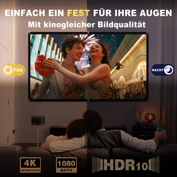 MgFjaka Beamer Leinwand 120 Zoll - 16:9 HD Faltbare Projektionsleinwand, Anti-Falten 4K Projector Screen 265x150 cm, Doppelseitige Projektion Leinwand für Camping und Heimkino, Zuhause Schule Treffen