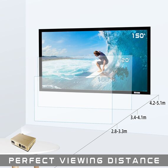 CCLIFE Rahmenleinwand Beamer Leinwand 16:9 100/120/150 Zoll Heimkino Beamerleinwand mit Rahmen Hochkontrast Leinwand