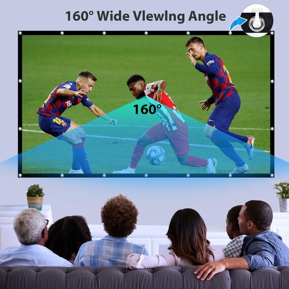 Beamer Leinwand 150 Zoll, LEORFI Projektionsleinwand Outdoor 16: 9 HD, Tragbare Faltbar Anti-Falten Projektion 336x190cm, Doppelseitige Projektion, Projektor Leinwand für Camping und Heimkino