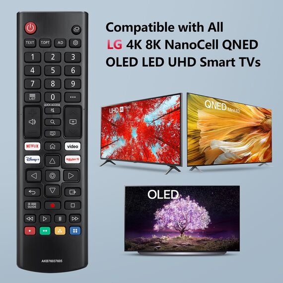 Universeller Ersatz für LG-Smart-TV-Fernbedienung, verbesserte Infrarot-LG, mit Netflix, Disney+, Rakuten TV-Tasten