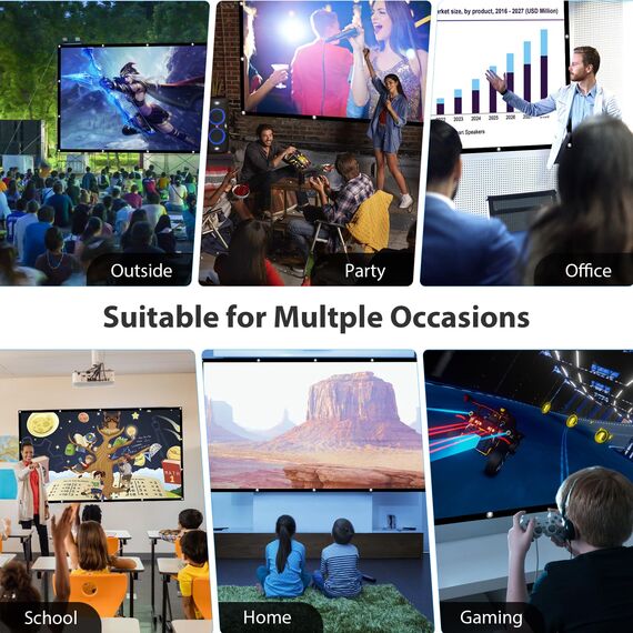 Beamer Leinwand 100 Zoll, LEORFI Projektionsleinwand Outdoor 16: 9 HD, Tragbare Faltbar Anti-Falten Projektion leinwand 227x127cm, Doppelseitige Projektion, Projektor Leinwand für Camping und Heimkino