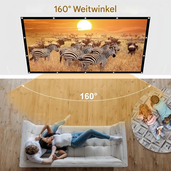 Leinwand Beamer verdickte und Anti-Falten tragbare Beamer Leinwand, 16:9 HD Faltbare Projektor Leinwände für Heimkino, Büro und Camping (160A)