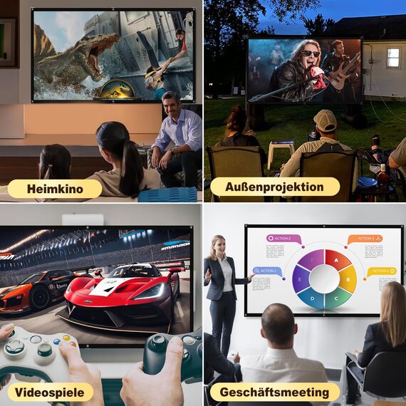 MgFjaka Beamer Leinwand 120 Zoll - 16:9 HD Faltbare Projektionsleinwand, Anti-Falten 4K Projector Screen 265x150 cm, Doppelseitige Projektion Leinwand für Camping und Heimkino, Zuhause Schule Treffen