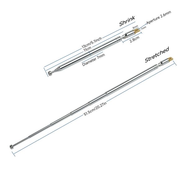 moinkerin 4 Stücke Radio antenne 51.5cm Teleskopantenne Edelstahl AM FM Radio für TV-Radio DAB FM/AM-Stereoempfang