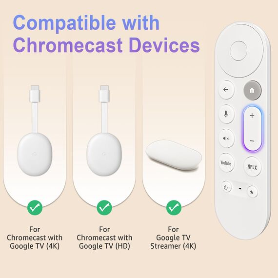 Sprachfernbedienung-Fernbedienung für Snow Chromecast-mit-Google-TV, Ersatz- für Google-TV-Streamer 4K/HD Fernbedienung