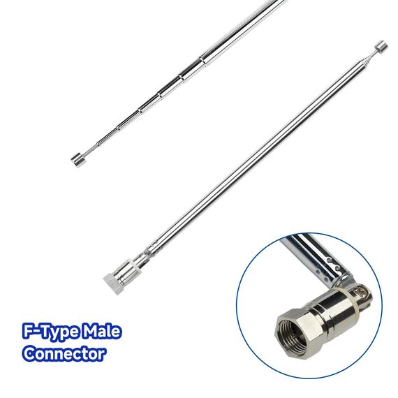 moinkerin Radio Antenne 103cm Teleskopantenne Edelstahl AM FM Radio mit F-Stecker und 2 IEC Koax-Kupplung Adapter für TV-Radio DAB FM/AM-Stereoempfang
